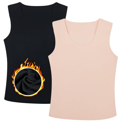 SATINIOR 2 Stück Damen Ärmellose Thermo Unterhemden Westen Thermo Tank Tops Unterwäsche Winter Warm Thermooberteil Größe 6 bis 18 (S) von SATINIOR