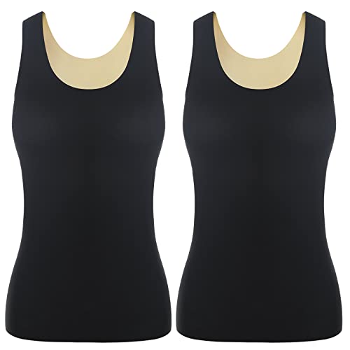 SATINIOR 2 Stück Damen Thermo Tank Top Thermo Fleece Gefütterte Unterwäsche Oberteil Warm Ärmellos Unterhemd (Schwarz, M) von SATINIOR