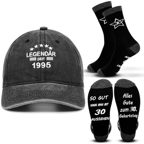 SATINIOR 2 Stück Geburtstag Geschenke für Männer 1 Mütze und 1 Paar Socken Witzig Geburtstag Mann Geschenkset für Papa Ehemann Opa Onkel Freund(30 Jahre) von SATINIOR