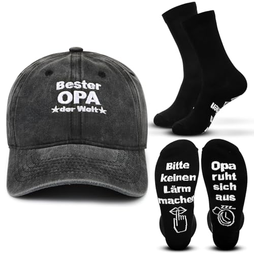 SATINIOR 2 Stück Witzige Geburtstag Geschenke für Opa Darunter 1 Baseball Caps und 1 Paar Socken Geschenkideen für Männer von SATINIOR