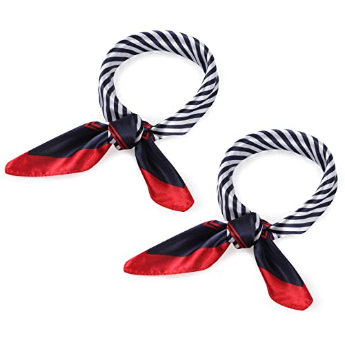 SATINIOR 2 Nautische Quadratische Imitierte Seidenschals Rot Weiß Blau Schals Damen Matrosen Halstücher (Klassisch Stil, 50 x 50 cm) SATINIOR 2 Nautische Quadratische Imitierte Seidenschals Rot Weiß Blau Schals Damen Matrosen Halstücher (Klassisch Stil, 50 x 50 cm) von SATINIOR