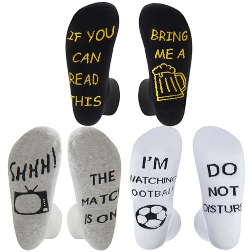 SATINIOR 3 Paar Do Not Disturb Fußball Socken Lustige Geschenke für Männer Gestrickte Sport Socken für Vatertag Geburtstag von SATINIOR