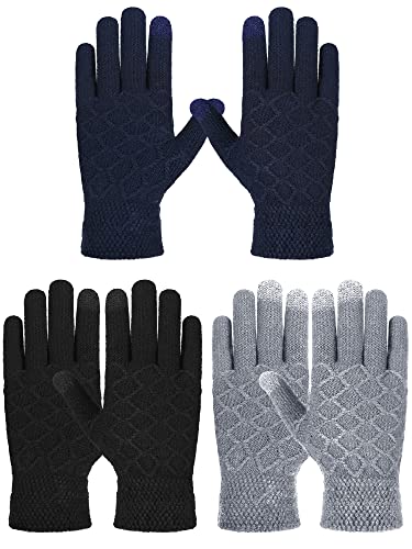 SATINIOR 3 Paar Kunstpelz Nerz Fingerlose Handschuhe Strickhandschuhe, Mehrfarbig (Schwarz, Marineblau, Hellgrau, Zarter Stil) von SATINIOR