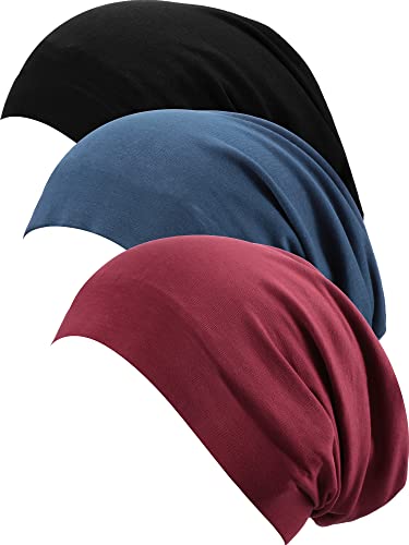 SATINIOR 3 Stücke Satin Gefüttert Schlaf Mütze Hut Slouchy Schlag Hut für Frauen (Farbe B) von SATINIOR