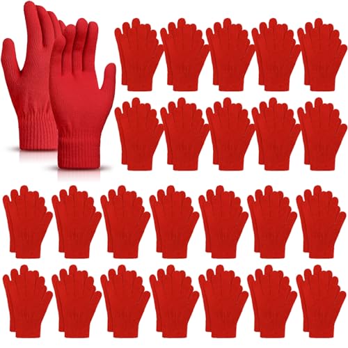 SATINIOR 4 Paare Magie Winter Handschuhe Unisex Dehnbar Stricken Fäustling Bulk Voll Finger Warmer Handschuh für Herren Damen Sports (Rot, über 18 Jahre) von SATINIOR