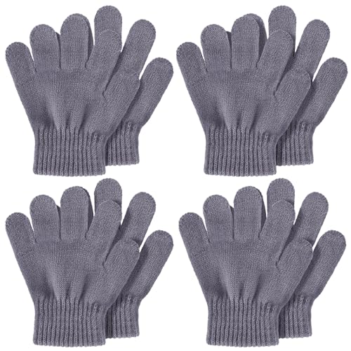 SATINIOR 4 Paar Winter Kinderhandschuhe Kinder Stretch Fäustlinge Warme Baby Strickhandschuhe für Mädchen Jungen(1-4 Jahre,Grau) von SATINIOR