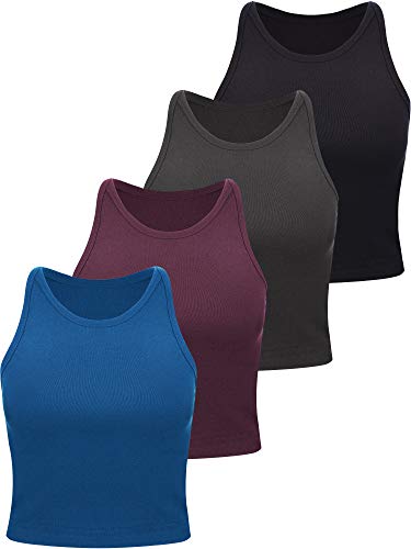 SATINIOR 4 Pièces Crop Tank Tops Basiques Débardeur de Sports sans Manches en Coton von SATINIOR