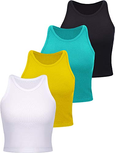 SATINIOR 4 Pièces Crop Tank Tops Basiques Débardeur de Sports sans Manches en Coton von SATINIOR