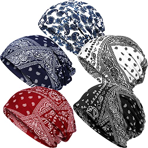 SATINIOR 5 Stück Damen Slouchy Beanie Mütze Baggy Totenkopf Schlafmütze Turban Kopfbedeckung, Mehrfarbig von SATINIOR