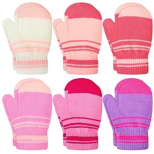 SATINIOR 6 Paar Kinder Winterhandschuhe Warme Baby Strickhandschuhe Stretch Fäustlinge für 1-4 Jahre (Lebendige Farbe) von SATINIOR