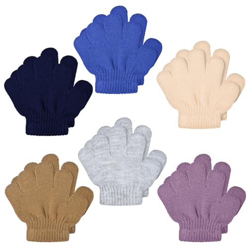 SATINIOR 6 Paar Winter Kinder Handschuhe Kleinkinder Strickhandschuhe Baby Stretch Fäustlinge (Mehrfarbig, 1-4 Jahre) von SATINIOR