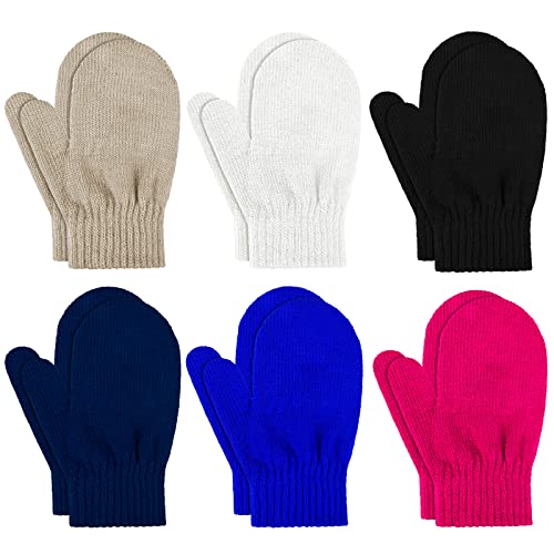 6 Paar Kinder Winterhandschuhe Warme Baby Strickhandschuhe Stretch Fäustlinge für 1-4 Jahre (Helle Farbe) von SATINIOR