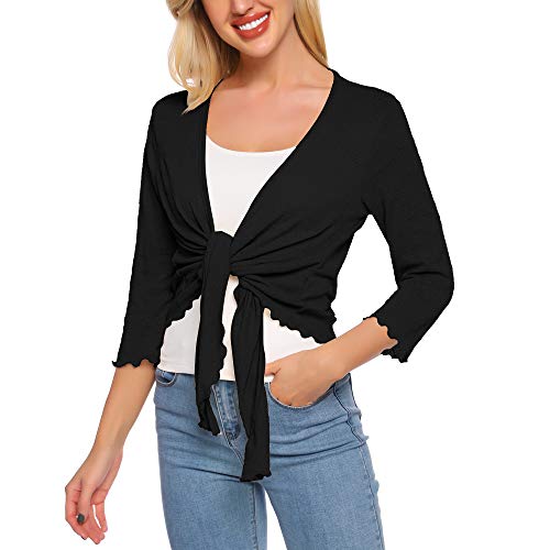 SATINIOR Damen Bolero, leicht, durchsichtig, gestrickt, Bolero - Schwarz - XX-Large von SATINIOR