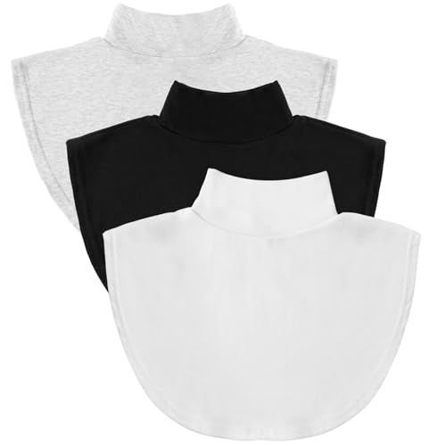 SATINIOR Damen Rollkragen Einsatz Falsch Blusenkragen Einsatz Abnehmbar Warm Baumwolle Krageneinsatz (3, Schwarz Grau Weiß) von SATINIOR