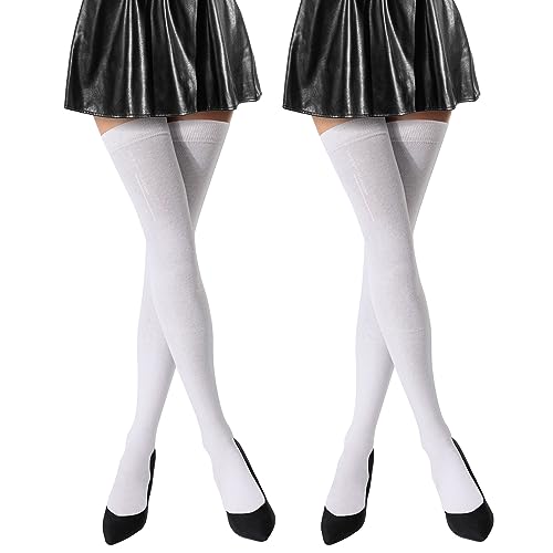 SATINIOR Extra lange Socken Oberschenkelhohe Baumwollsocken extra lange Kniestiefel Strümpfe für Damen, Weiss/opulenter Garten, Einheitsgröße von SATINIOR