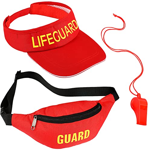 SATINIOR Guard Kostüm Set Enthält Verstellbaren Hut mit Guard Guard Arsch Pack Guard Whistle mit Lanyard Garde Kostüm für Halloween Garde Party Rolle, Rot, ca. 56-62 cm von SATINIOR