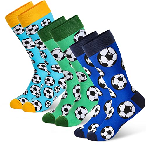 SATINIOR Motivsocken Fussball 3 Paar Fussball Socken Sport Herren Fussball Wadensocken von SATINIOR