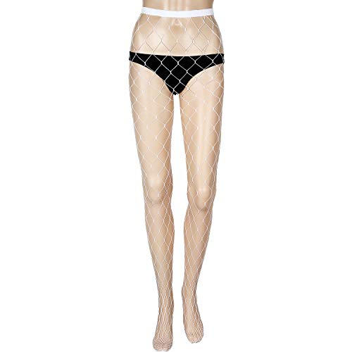 SATINIOR Netzs Kreuz Netzstrümpfe Netz Strumpfhose mit Hoher Taille und Strumpfhose für Frauen (Weiß) von SATINIOR