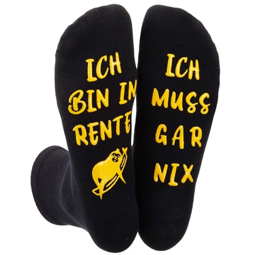 SATINIOR Rentner Geschenk Lustige Socken für Männer Frauen Renteneintritt Ruhestand Geschenk ICH BIN IN RENTE Socken Witziges Geschenk für Kollegen Abschied Rente Pensionierung von SATINIOR