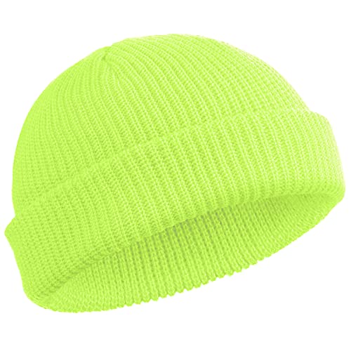 SATINIOR Trawler Beanie Watch Hat Roll-up Edge Skullcap Fisherman Beanie für Damen Herren, Fluoreszenzgelb, Einheitsgröße von SATINIOR