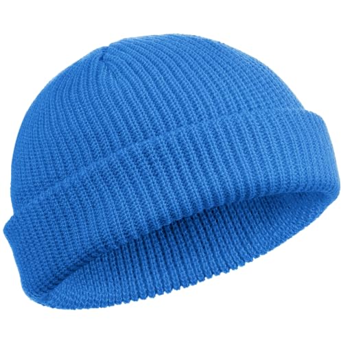 SATINIOR Trawler Beanie Watch Hat Roll-up Edge Skullcap Fisherman Beanie für Damen Herren, Smaragdblau, Einheitsgr��e von SATINIOR