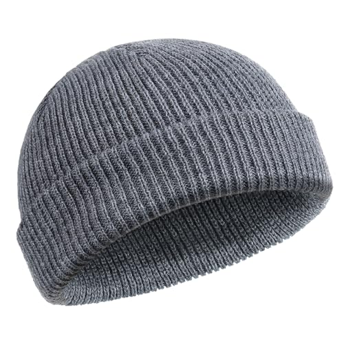 SATINIOR Trawler Beanie Watch Hut Rollup Edge Schädeldecke Fisherman Winter Beanie Hut Unisex, Dunkelgrau, M von SATINIOR