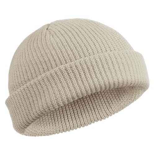 SATINIOR Trawler Beanie Fisherman Mütze Short Matrosen Wintermütze für Herren Damen Unisex(Beige) von SATINIOR