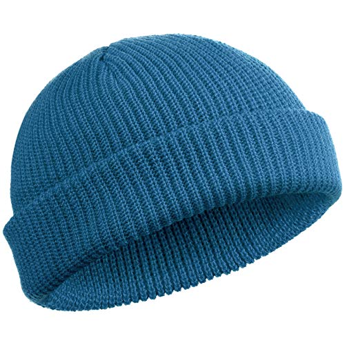 SATINIOR Trawler Beanie Watch Hut Rollup Edge Schädeldecke Fisherman Winter Beanie Hut Unisex (Stahlblau) von SATINIOR