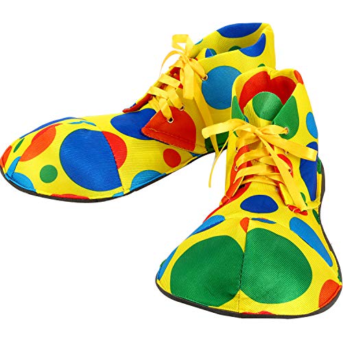 SATINIOR Unisex Clown Schuhe Regenbogen Halloween Kostüme, Zubehör, Requisiten und Kit (Regenbogen Punkte, L) von SATINIOR