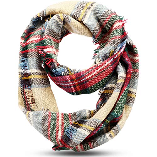 SATINIOR Winter Plaid Schottenmuster Unendlichkeit Schal Warme Schachbrettmuster Kreis Schleife Schal Wickeln von SATINIOR