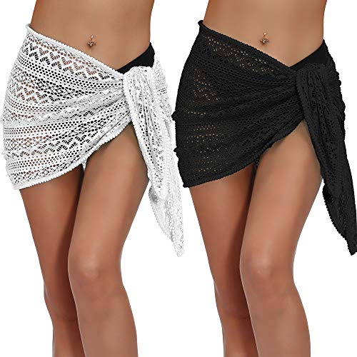 Satinior Damen Sarong Pareo Wrap Beachwear Badeanzug Spitze Sommer Bikini Überzieher - mehrfarbig - Medium von SATINIOR