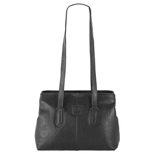 Sattlers & Co. Shopper The Changee Ultaco Medium | Lederhandtasche mit 2 Hauptfächern mit separaten Reißverschlüssen | Handtasche mit 2 Schulterriemen | Damenhandtasche | (schwarz) von SATTLERS & CO HANDCRAFTED