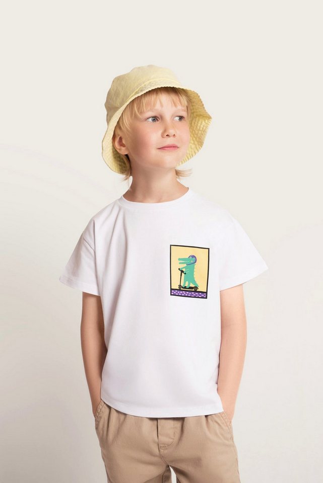 # SATURNDAY T-Shirt T-Shirt aus Baumwolle mit Print: Krokodil auf Scooter Krokodil Print von # SATURNDAY