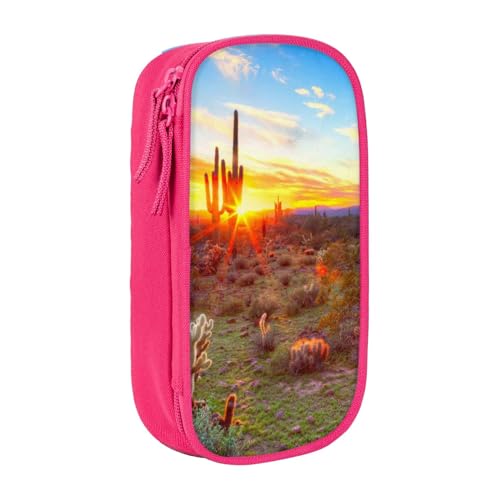 Federmäppchen mit Aufdruck "Saguaros at Sunset" für Münzen, Schlüssel, Karten, Geldbörse, großes Stifteetui für Kinder, Jungen, Schule, Büro, rose, Einheitsgröße, Kosmetikkoffer von SATUSA