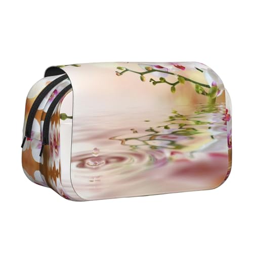 Federmäppchen mit Aufdruck "White in the Pond", großes Fassungsvermögen, Stifteetui mit 2 Fächern, Stifthalter, Organizer, Schreibwaren-Tasche von SATUSA