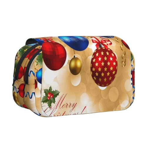 Federmäppchen mit Aufschrift "Merry Christmas", großes Fassungsvermögen, Stifteetui mit 2 Fächern, Stifthalter, Organizer, Schreibwaren-Tasche von SATUSA