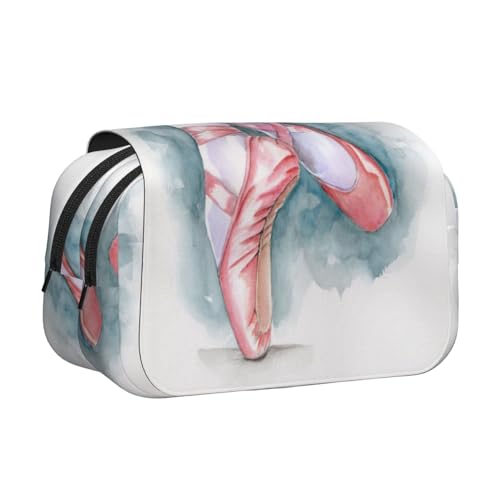 Federmäppchen mit Balletttänzermotiv, großes Fassungsvermögen, Stifteetui mit 2 Fächern, Stifthalter, Organizer, Schreibwaren-Tasche von SATUSA