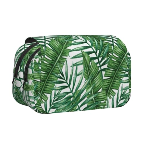 Federmäppchen mit Bananenblatt-Motiv, großes Fassungsvermögen, Stifteetui mit 2 Fächern, Stifthalter, Organizer, Schreibwarentasche von SATUSA