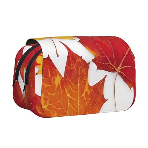 Federmäppchen mit Blattmuster, großes Fassungsvermögen, Stifteetui mit 2 Fächern, Stifthalter, Organizer, Schreibwaren-Tasche von SATUSA