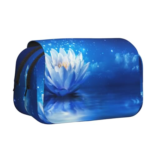 Federmäppchen mit Blumen- und Mondaufdruck, großes Fassungsvermögen, Stifteetui mit 2 Fächern, Stifthalter, Organizer, Schreibwaren-Tasche von SATUSA