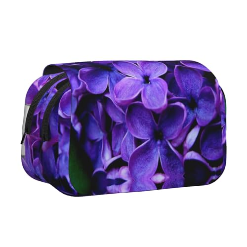 Federmäppchen mit Blumenmuster, großes Fassungsvermögen, Stifteetui mit 2 Fächern, Stifthalter, Organizer, Schreibwaren-Tasche, Violett von SATUSA