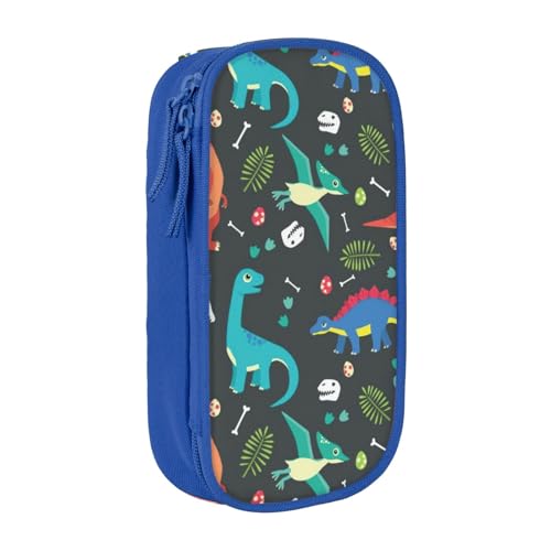 Federmäppchen mit Cartoon-Dinosaurier-Druck, Münztasche, Schlüsseltasche, Geldbörse, großes Stifteetui für Kinder, Jungen, Schule, Büro, blau, Einheitsgröße, Kosmetikkoffer von SATUSA