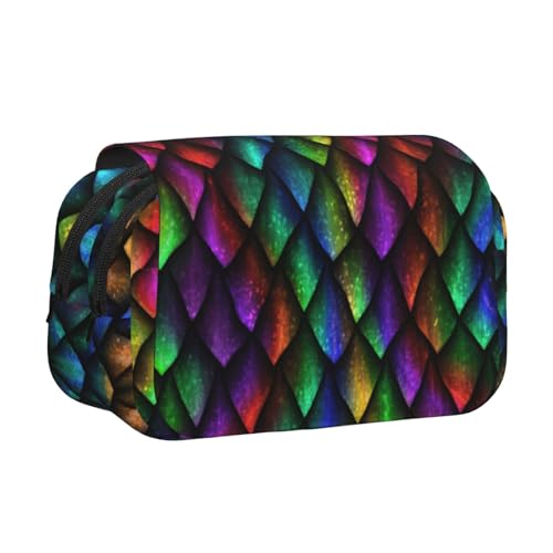 Federmäppchen mit Drachen-Schuppen-Druck, großes Fassungsvermögen, Stifteetui mit 2 Fächern, Stifthalter, Organizer, Schreibwaren-Tasche von SATUSA