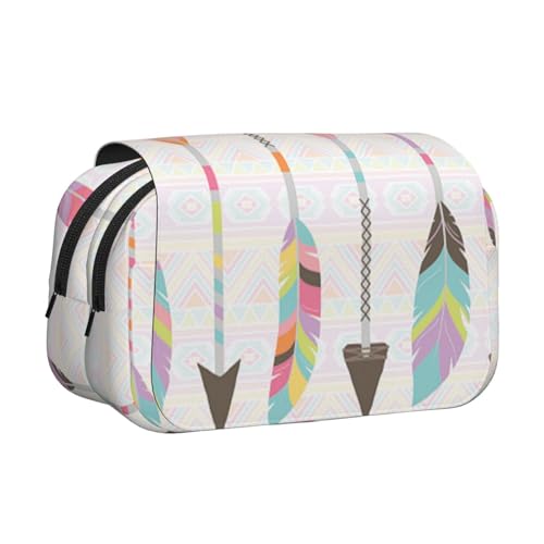 Federmäppchen mit Federpfeil-Aufdruck, großes Fassungsvermögen, Stifteetui mit 2 Fächern, Stifthalter, Organizer, Schreibwaren-Tasche von SATUSA