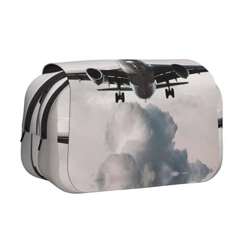 Federmäppchen mit Flugzeug-Kunstdruck, großes Fassungsvermögen, Federmäppchen mit 2 Fächern, Stifthalter, Organizer, Schreibwaren-Tasche von SATUSA