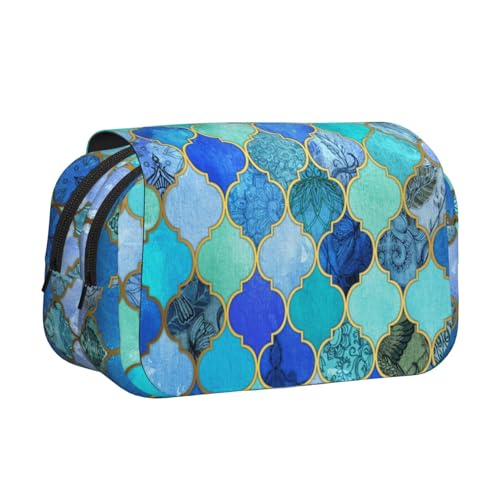 Federmäppchen mit Gittermuster, großes Fassungsvermögen, Stifteetui mit 2 Fächern, Stifthalter, Organizer, Schreibwaren-Tasche von SATUSA