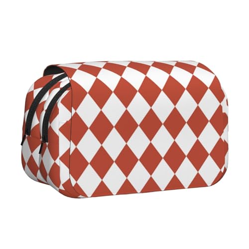 Federmäppchen mit Gittermuster, rosafarbenes romantisches Muster, großes Fassungsvermögen, Stifteetui mit 2 Fächern, Stifthalter, Organizer, Schreibwarentasche von SATUSA