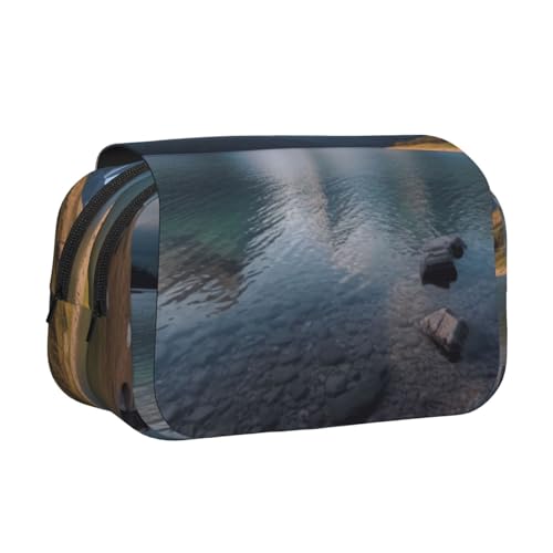 Federmäppchen mit Gletscher-Nationalpark-Druck, großes Fassungsvermögen, Stifteetui mit 2 Fächern, Stifthalter, Organizer, Schreibwaren-Tasche von SATUSA