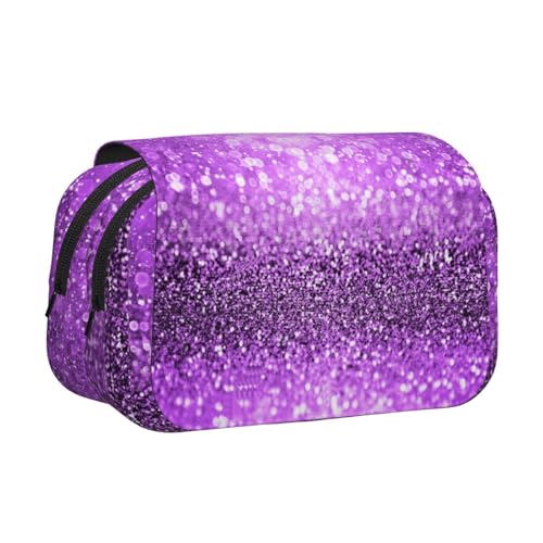 Federmäppchen mit Glitzer-Aufdruck, großes Fassungsvermögen, Federmäppchen mit 2 Fächern, Stifthalter, Organizer, Schreibwaren-Tasche von SATUSA