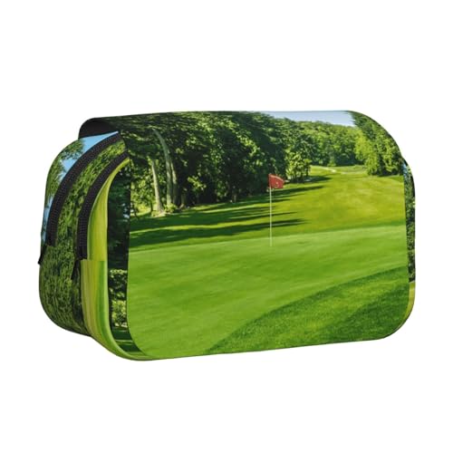 Federmäppchen mit Golfplatz-Motiv, großes Fassungsvermögen, Stifteetui mit 2 Fächern, Stifthalter, Organizer, Schreibwaren-Tasche von SATUSA